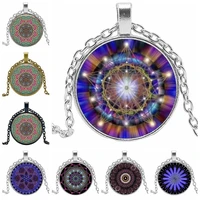 hot 2019 holy geometry mandala magician kaleidoscope glass convex pendant necklace glamour girl jewelry