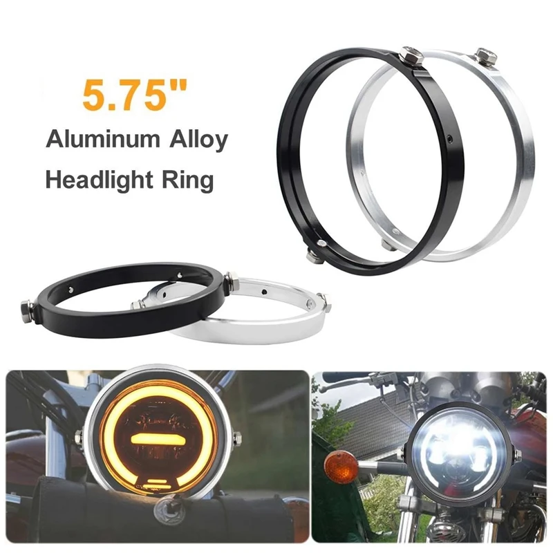 

Universal 5.75 Inch Aluminum Round Headlight Housing Headlamp Trim Ring Mount Bracket Motorcycles