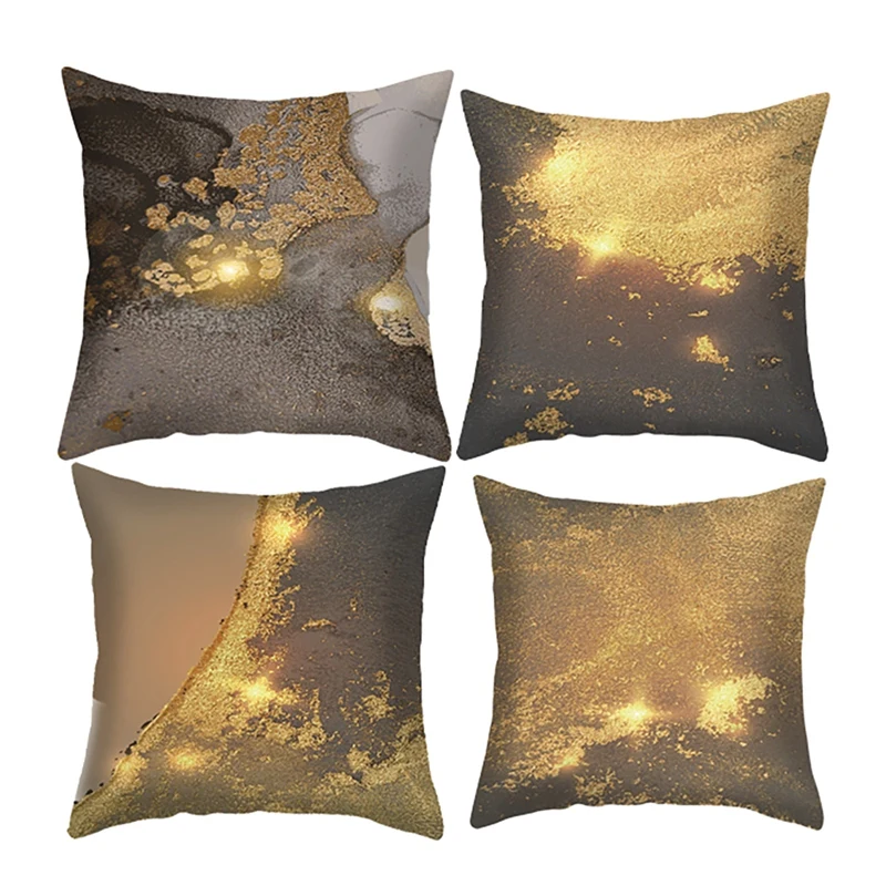 

4 Pcs Nordic Ins Style Super Soft Classical Gilt Pillowcase Sofa Bedside Square Cushion Home Decoration Bedding