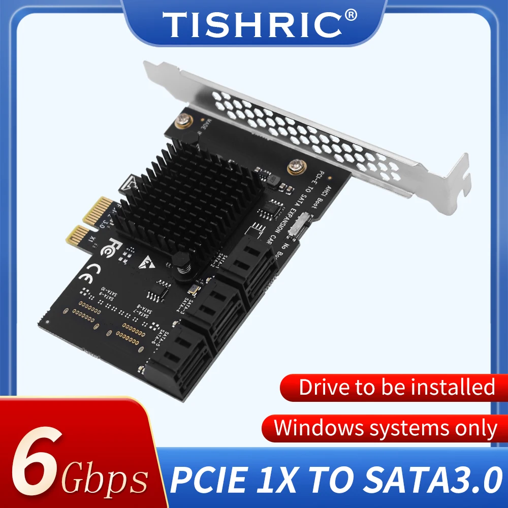 Адаптер PCI-E PCIE1X на 6 портов SATA Pci Express, усилитель 6 портов X1 X16 PCI SATA3.0, контроллер с поддержкой накопителя SSD, плата расширения