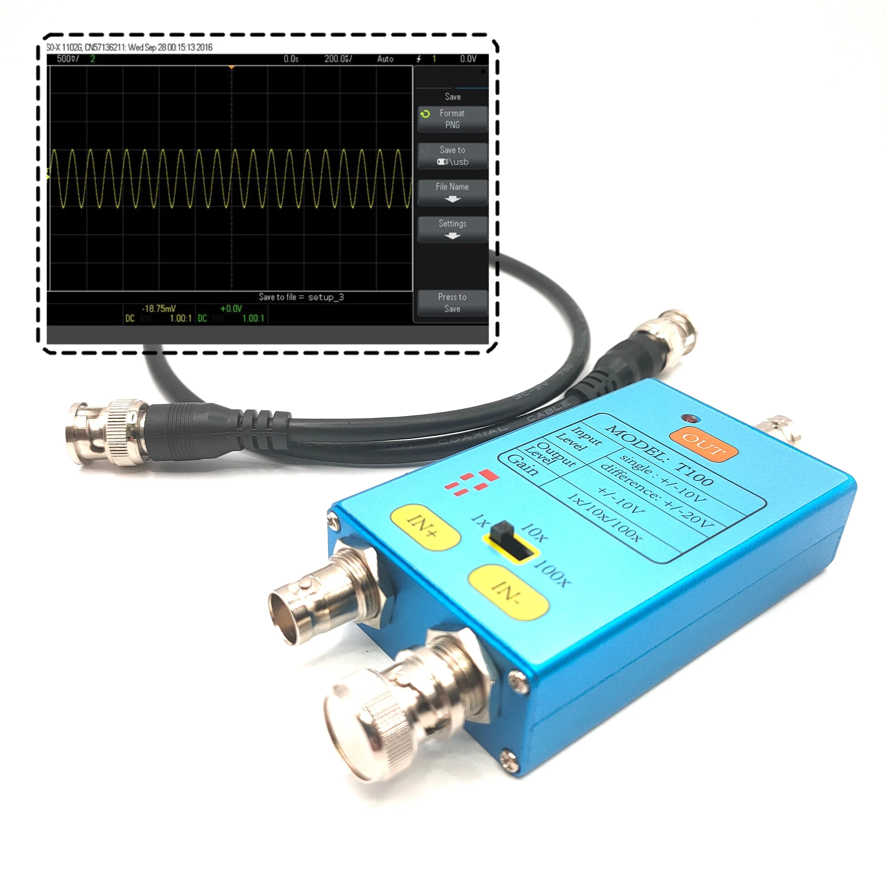 

10M Bandwidth 100X Oscilloscope Differential Probe DDS Gain Split Probe Signal Amplifier for Weak Electrical Signal Measurement