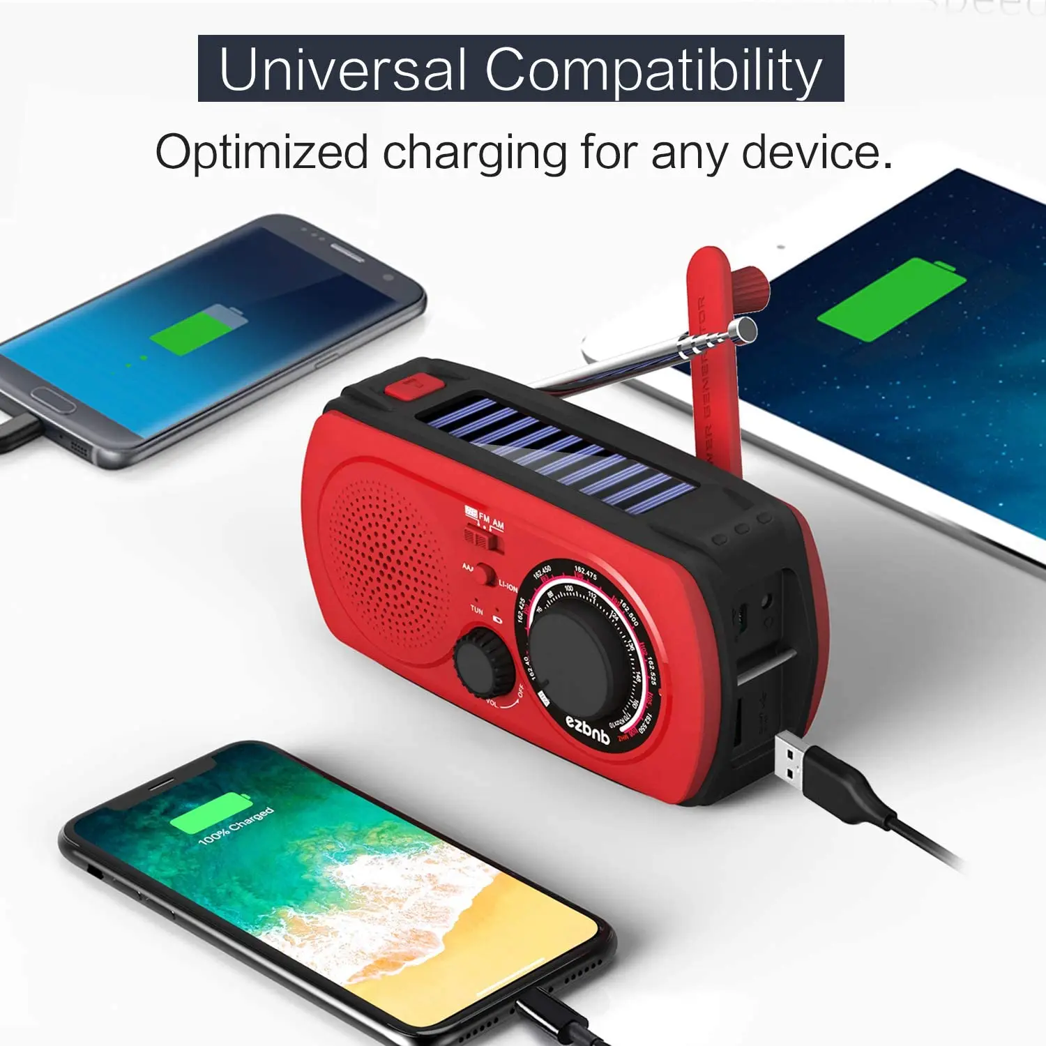 Emergency Solar Hand Crank Portable Radio - NOAA Weather for Household and Outdoor with Am/Fm Flashlight SOS A |