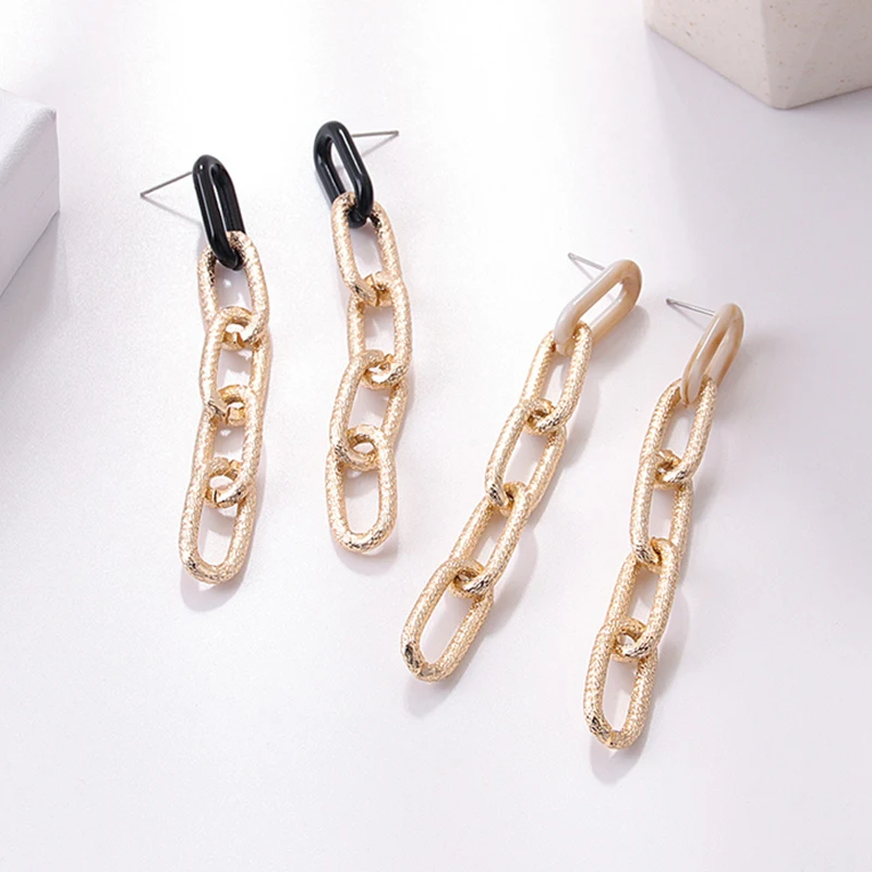 

New Korean Fashion Eardrop Temperament Personality Trend Geometry Long Tassel Chain Earrings Simple Delicate Cool Wind