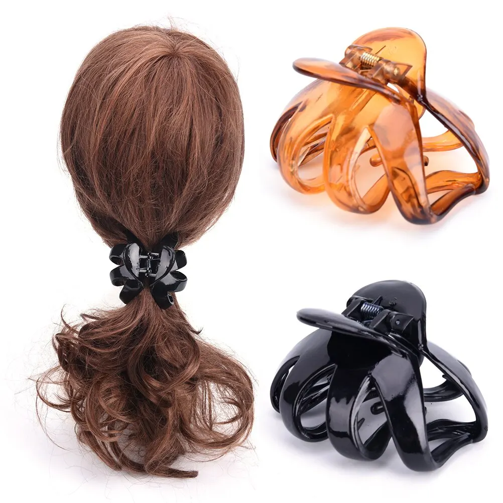 

1pc Big Size Women Octopus Claw Hair Clip Heart Shape Handle Curved Design 7.5*4.5cm Hairpin Accessory