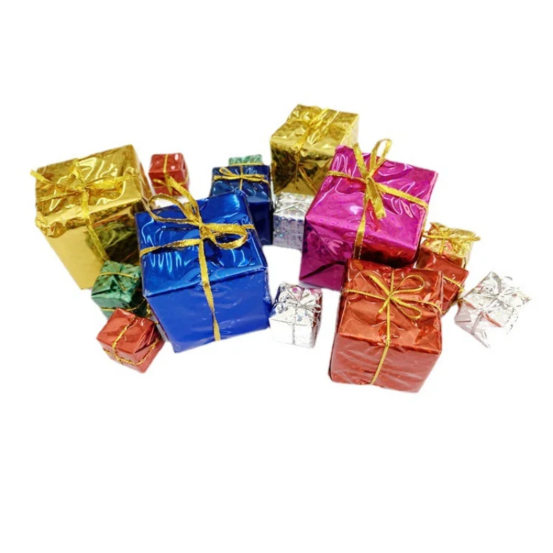 

6Pcs 6/8cm Christmas Gift Box Decoration Noel Hanging Tree Ornaments Kerst Laser Decoratie for Home Decor 2023 Navidad Pendant