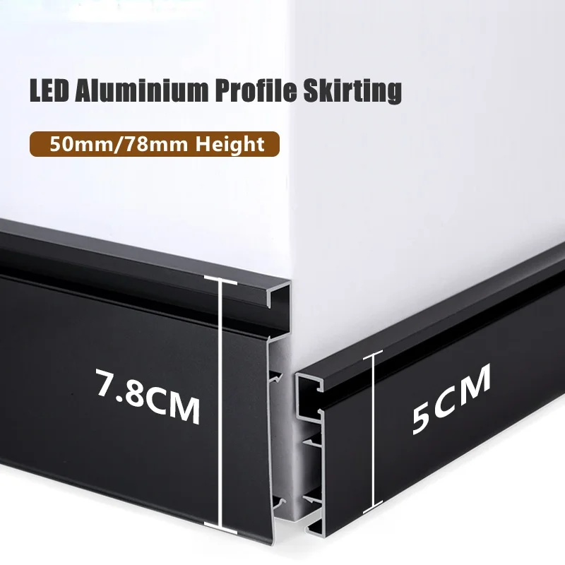10 stücke LED Aluminium Profil Baseboard 50/78mm 1M/2M Fest Bar Licht Suface Montiert metall Wand Sockel Kanal Lineare led-leuchten