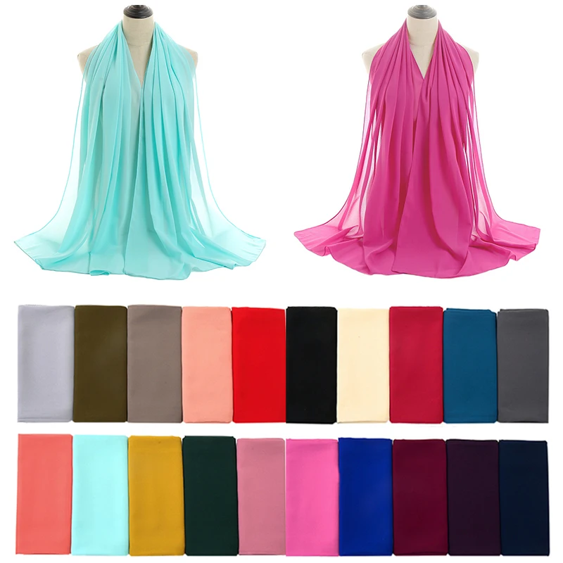 

70*180cm Women Hijab Chiffon Headscarf Maxi Big Size Scarf Ladies Muslim Fashion Shawl Headwraps Pashmina Headwrap Islamic