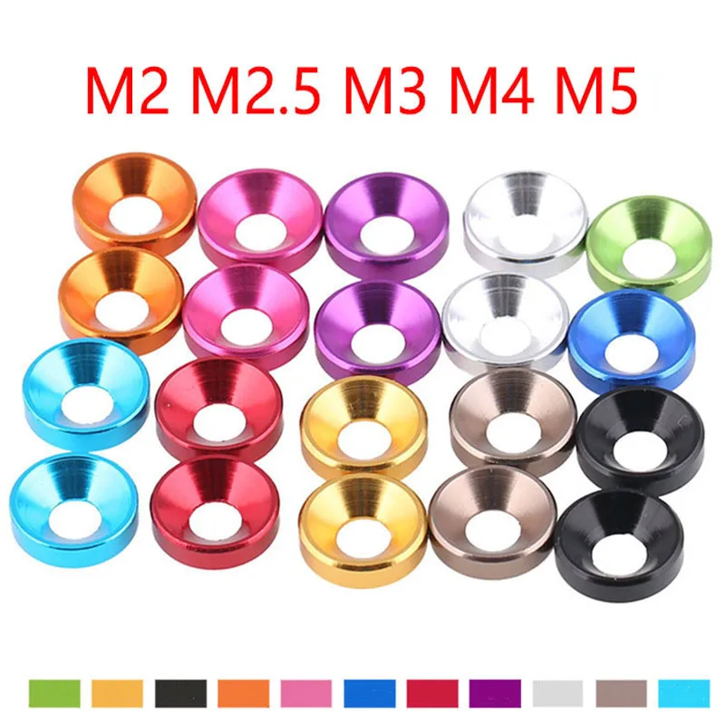 

Aluminium Alloy Flat Washer M2 M2.5 M3 M4 M5 M6 M8 Colourful Anodized Aluminum Countersunk Head Washer Gasket For Screws Bolts