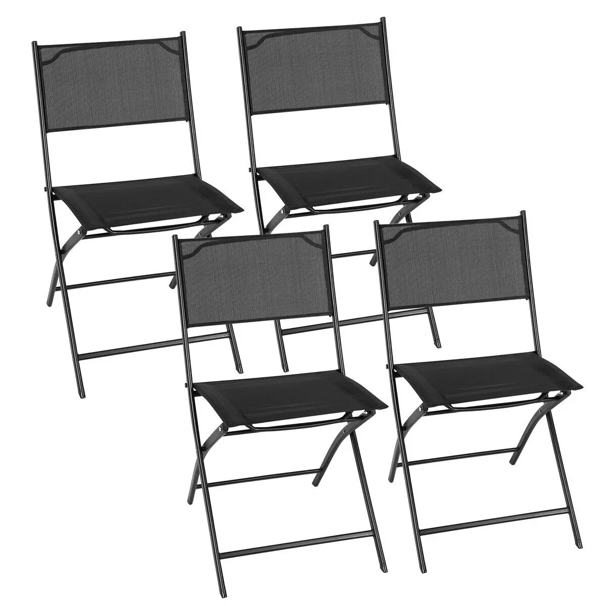 

Set of 4 Outdoor Patio Folding Chairs Camping Deck Garden Pool Beach Furniture