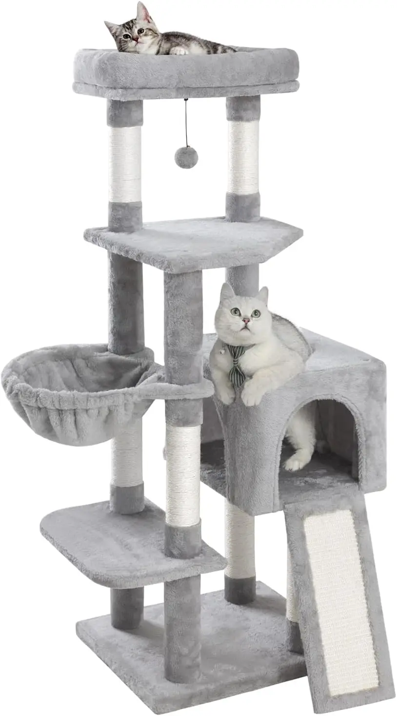 

Tree 51.2inch Cat Tower for Indoor Cats Large Multi-Level Kitten Condo with Sisal-Covered Scratching Board Cat toys interactive