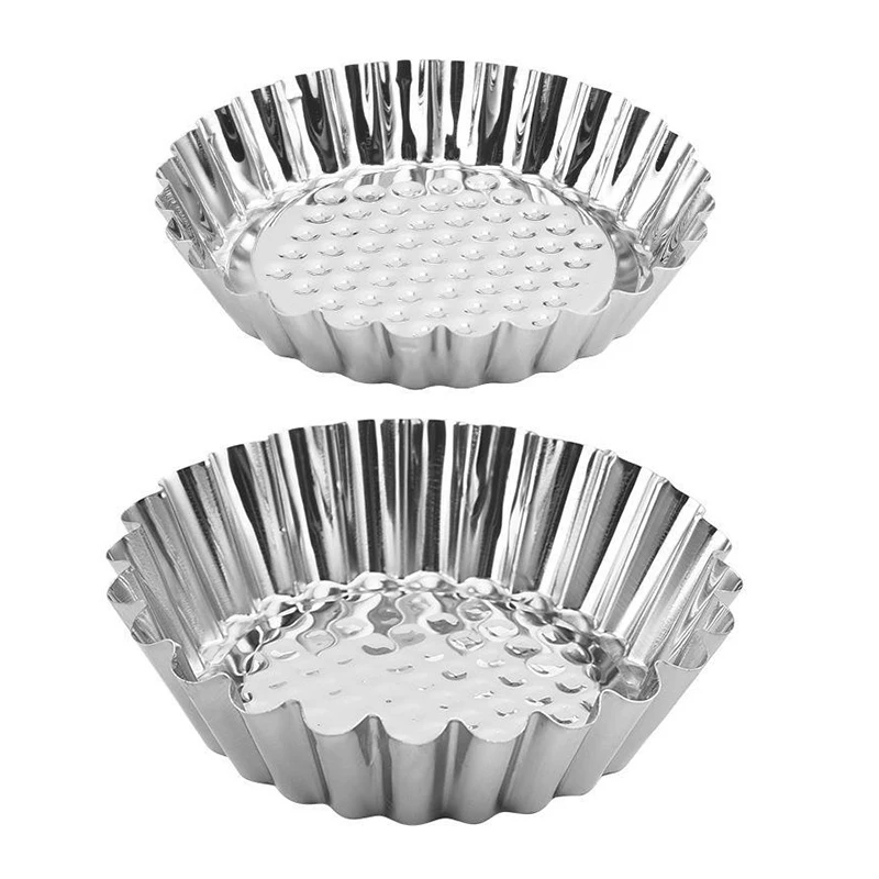 

5pcs Stainless Steel Mold Cupcake Egg Tar Cup Baking Cookies Egg Tart Jelly Mold
