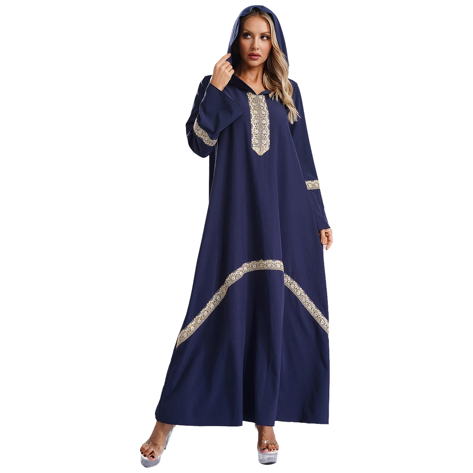 Женское мистическое мусульманское платье Абая с капюшоном и длинным рукавом