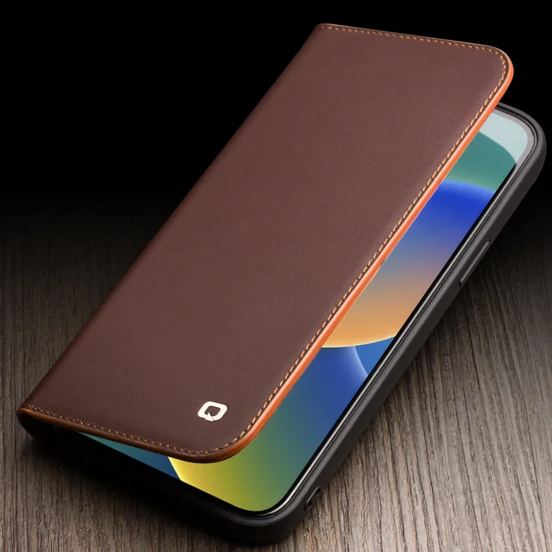 Новый флип-чехол QIALINO из натуральной кожи для iPhone 14 13 12 Pro Max чехол телефона ручной