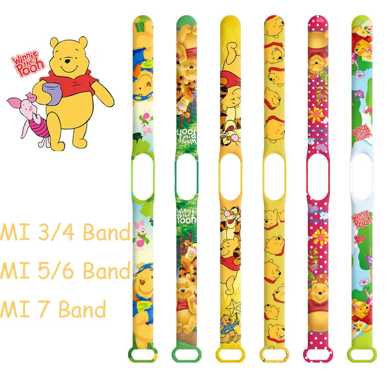 Disney Winnie The Pooh Children Toys Childten Cartoon Figures Mi Band 5 Straps 6 Two-Dimensional Mi 3 Sport Starp 4 New Band 7