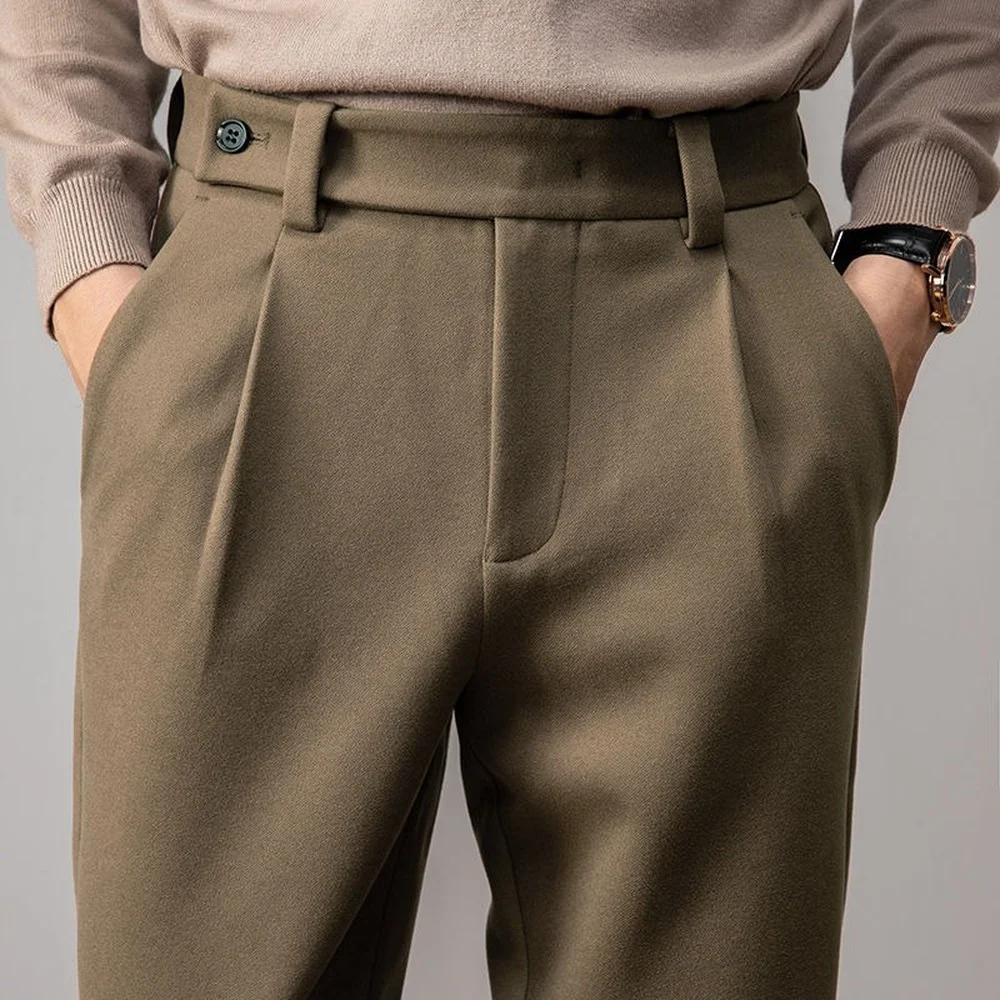 

Spring Autumn Chinos Men Casual Pants Thin Basic Straight Fit Work Trousers Streetwear Fashion Bottoms Men Khaki Pants Trends