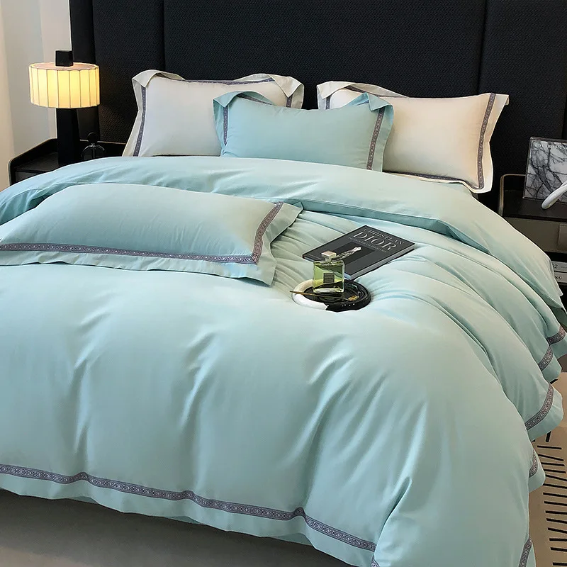 

Autumn and winter advanced Class A thickened long lint cotton four-piece light luxury cotton pure cotton warm bed sheet set