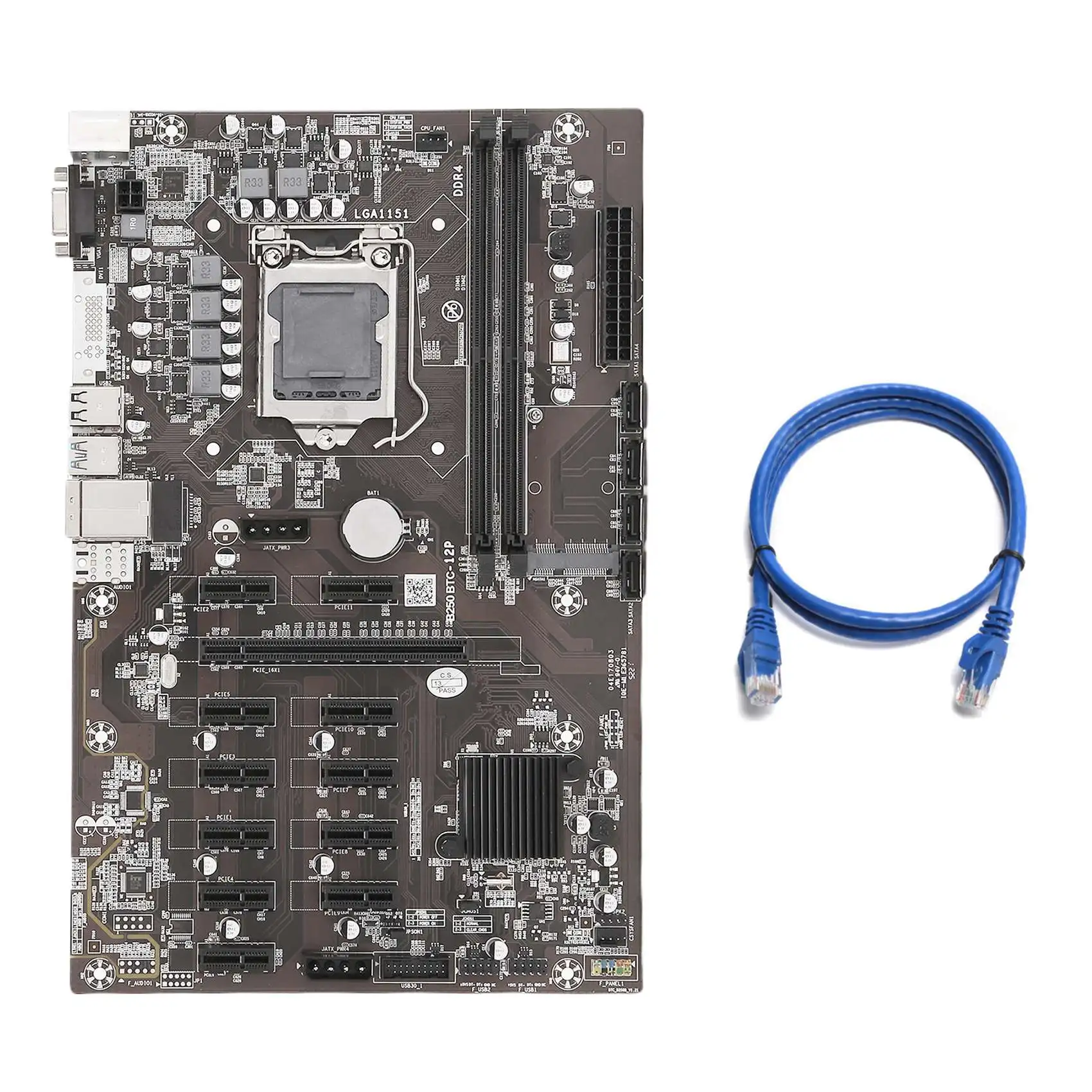 

Материнская плата B250B ETH для майнинга + сетевой кабель RJ45 LGA1151 DDR4 12x, слот для графической карты MSATA SATA3.0 для майнинга BTC