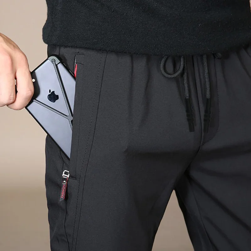 

Zipper Pocket Thin Summer Pants Men Breathable Casual Sport Pencil Pants Office Business Trousers