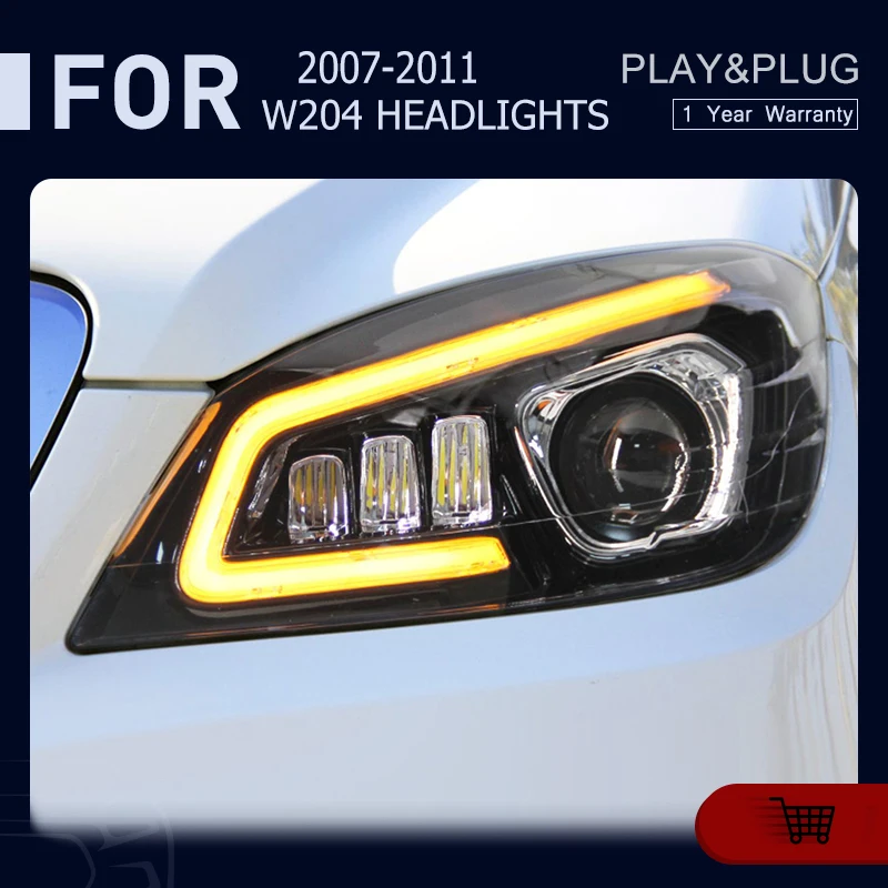 

Автомобильная фара для Benz W204 светодиодный фары 2007-2011 фары c200 c260 c300 DRL сигнал поворота Дальний свет ангельский глаз проектор в сборе