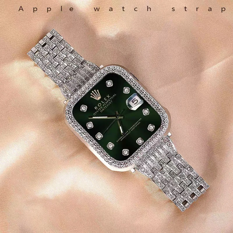 Luxury Diamond Stainless Steel Bracelet For Apple Watch Series 1 2 3 38mm 40mm  iwatch 4 5 6 44mm 42mm Womens Metal Wristband