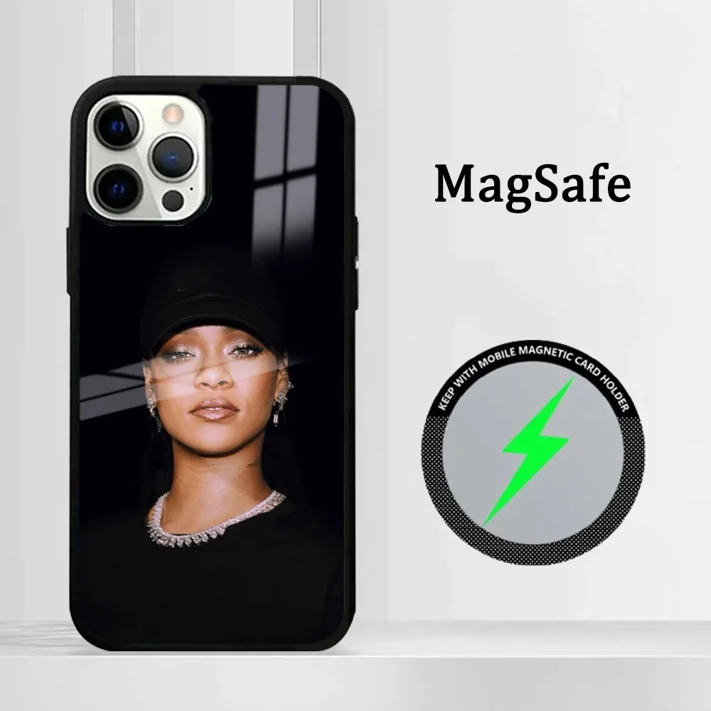 Чехол для телефона R-Rihanna Singer IPhone 16 15 14 13 12 11 Pro Max Plus Mini Magsafe Mirror беспроводной