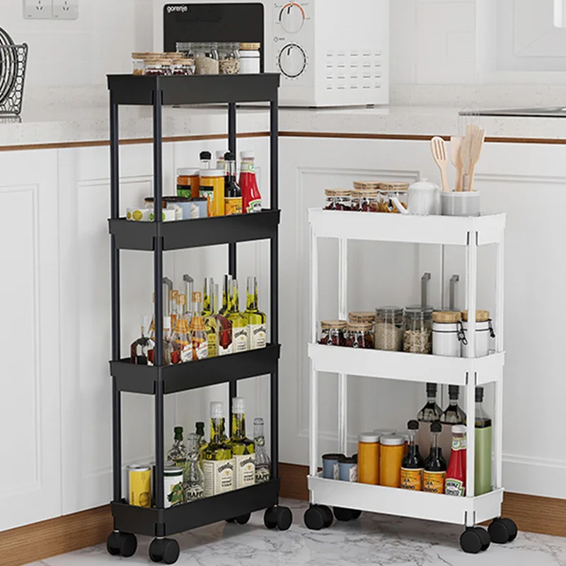 

Organizers Space Tower 3/4 Saving Rack Movable/stand Gap Tools Wheels Bathroom Slide Assemble Shelf Storage Kitchen Slim Layer