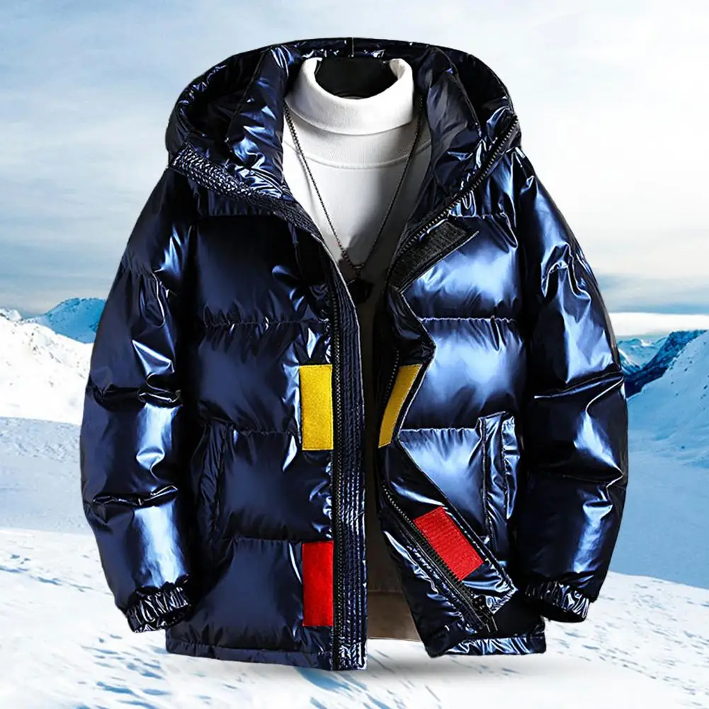 Popular Men Overcoat Quilted Washable Windproof Elastic Cuff Jacket  Thicken Men Windbreaker for Daily Wear