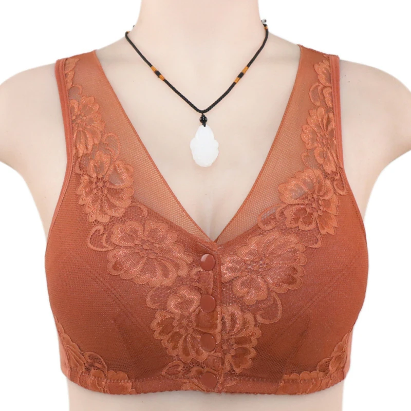 

Comfortable Soft Bras Front-Close Bralette Size 38-46 B C D Cup Big Size Bra Large Size Middle Age Women Everyday Wear