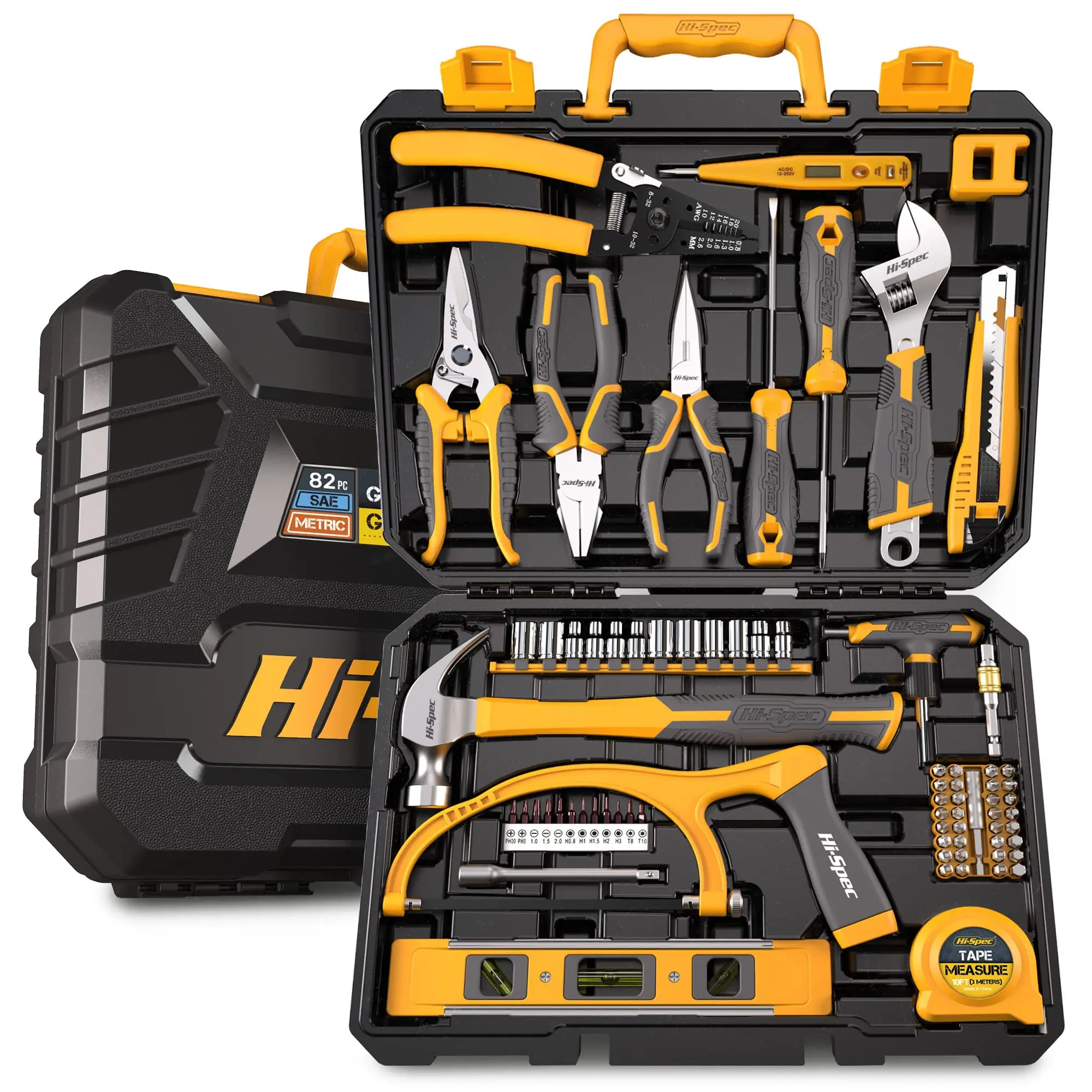

New low price 82piece Home & Garage Mechanics Tool Kit Set. Complete Essential Hand Tools for DIY Repairs Metal Wall Plate