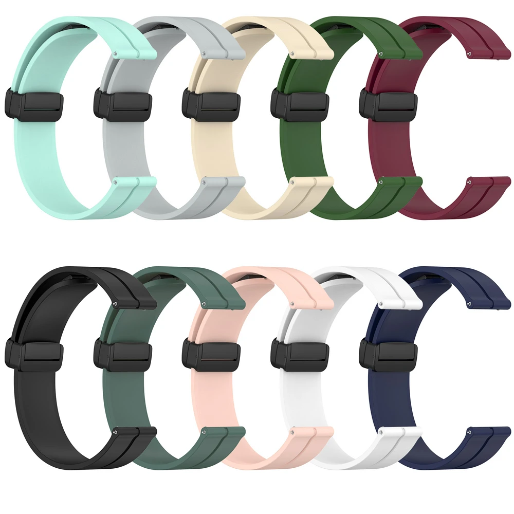 20/22mm Magnetic clasp Silicone Strap For Samsung Galaxy Watch 4 5 pro 40mm 44mm 45mm 42/46mm bracelet for Huawei GT2/3 pro band