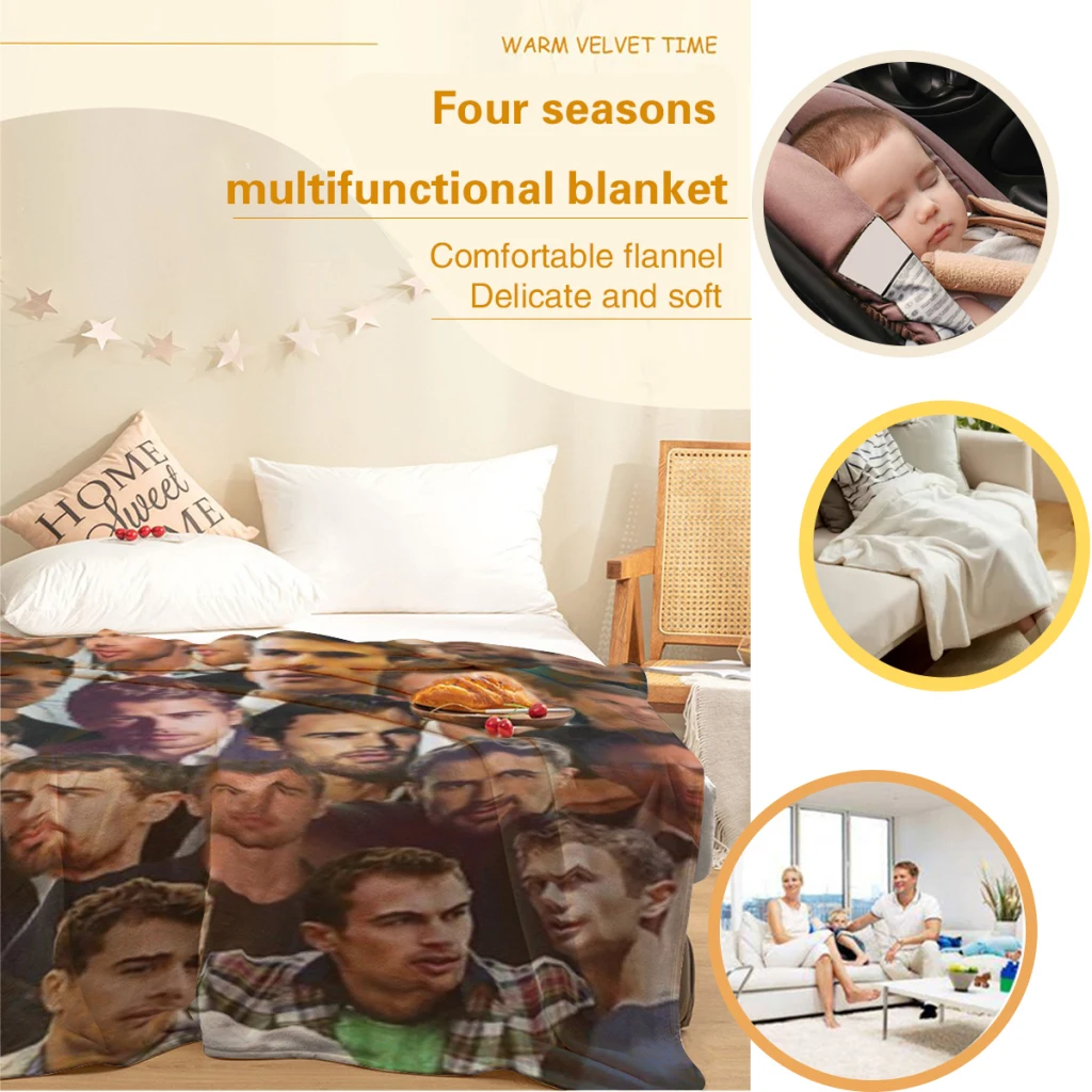 Удобное одеяло с коллажем для фотографий Тео Джеймс фланне пушистое мягкое