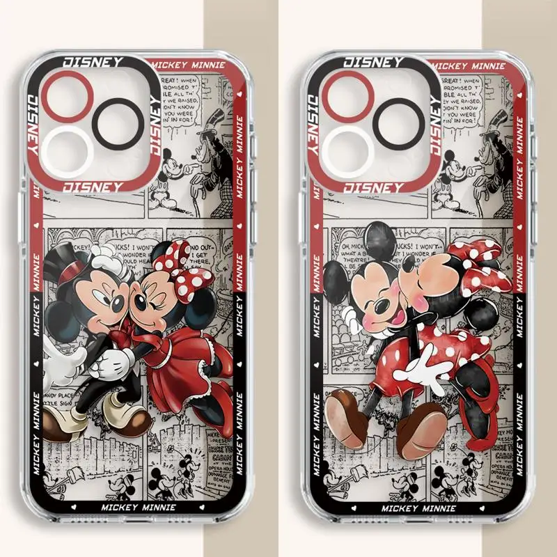 Чехол для телефона iPhone 14 13 12 Mini 11 Pro Max 15 8 X XR XS MSX 6 6S 7 SE 15Plus Прозрачный чехол Disney Mickey