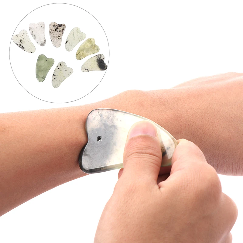 Натуральный нефритовый скребок Гуаша для массажа лица пластина спа-доска