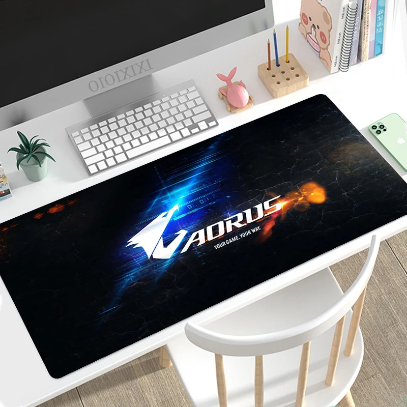 

Игровой коврик для мыши Aorus XL, большой HD Коврик для мыши под заказ XXL, нескользящий мягкий коврик для ноутбука, Настольный коврик для мыши