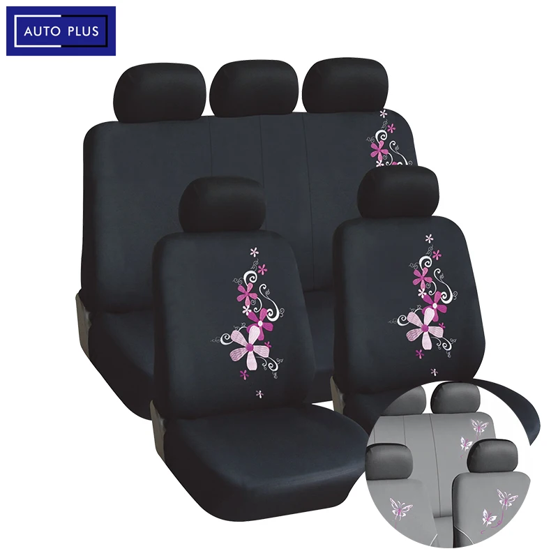 

AUTO PLUS Universal Polyester Embroidery Car Seat Covers Set Accessories Interior Woman Covers Car Seats Fit for most car suv