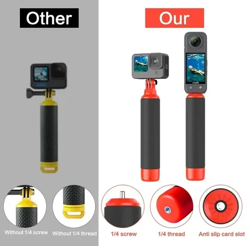Плавающая ручка для Insta360 X4 для Insta 360 ONE X3 / ONE X2 /GO 2/GO3s Gopro Hero 12 11 10 9 max DIve Case Аксессуары
