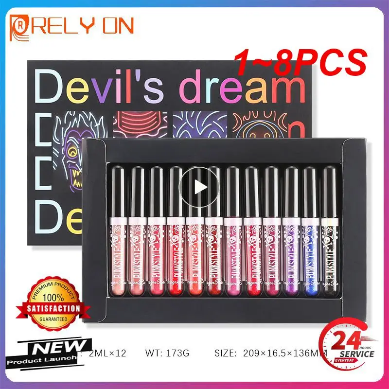 

1~8PCS Colors Box Glitter Lip Gloss Set Lipstick Waterproof Long Lasting Lipgloss Kit with Lip Tint for Halloween