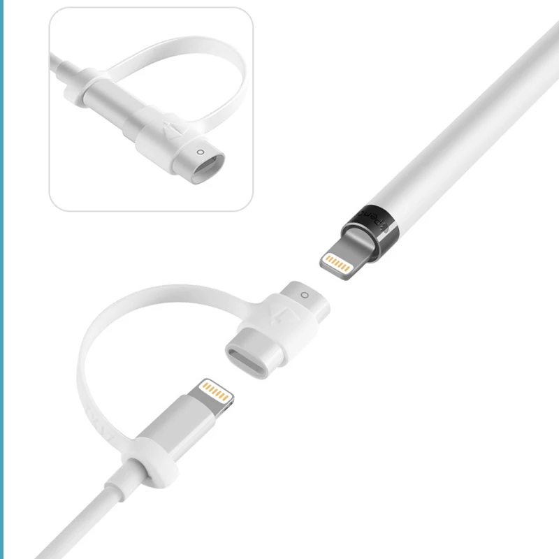 Charging Adapter Anti-loss Protective Cover White Silicone Anti-loss Lanyard Wholesale