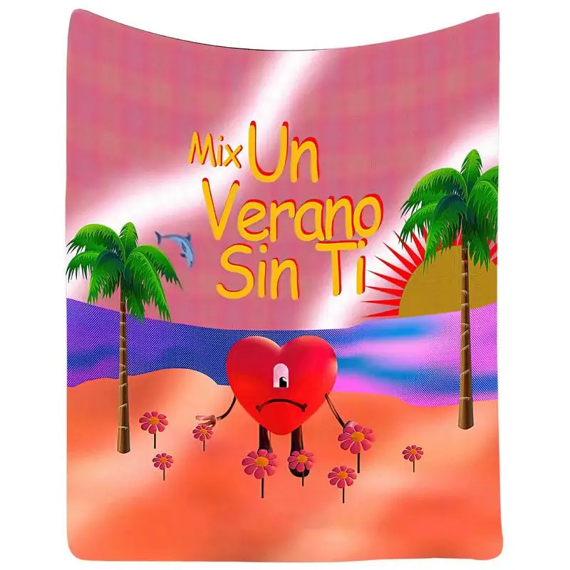 

Плюшевое одеяло Bad Cute Bunny Un Verano Sin Ti, фланелевое одеяло s, музыкальный альбом, теплый брезент, одеяло с рисунком для путешествий