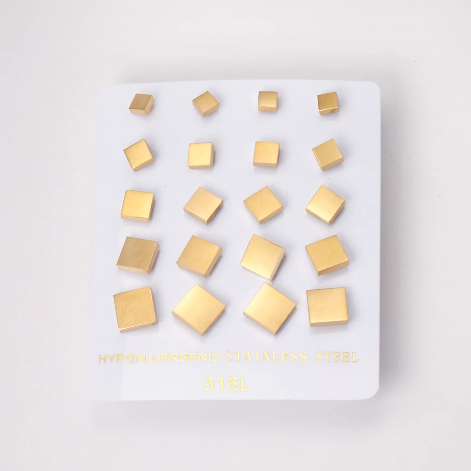 

LUXUKISSKIDS 4mm-8mm Mixed Size Square Studs Silver Color Earing 10pairs/Lot Wholesale No Fade Earrings Stainless Steel Piercing