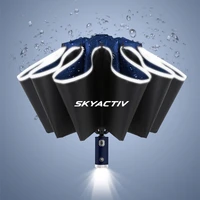 car automatic umbrella with led flashlight reflective stripe reverse umbrellas for mazda skyactiv technology logo 3 6 cx 5 cx3