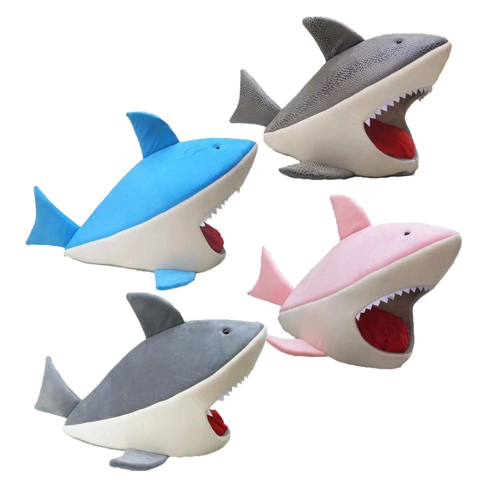 Полузакрытая Нескользящая кровать для кошек и щенков в форме акулы