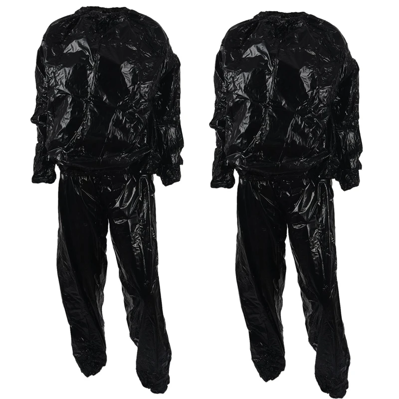 

2X Heavy Duty Fitness Weight Loss Sweat Sauna Suit Exercise Gym Anti-Rip Black L