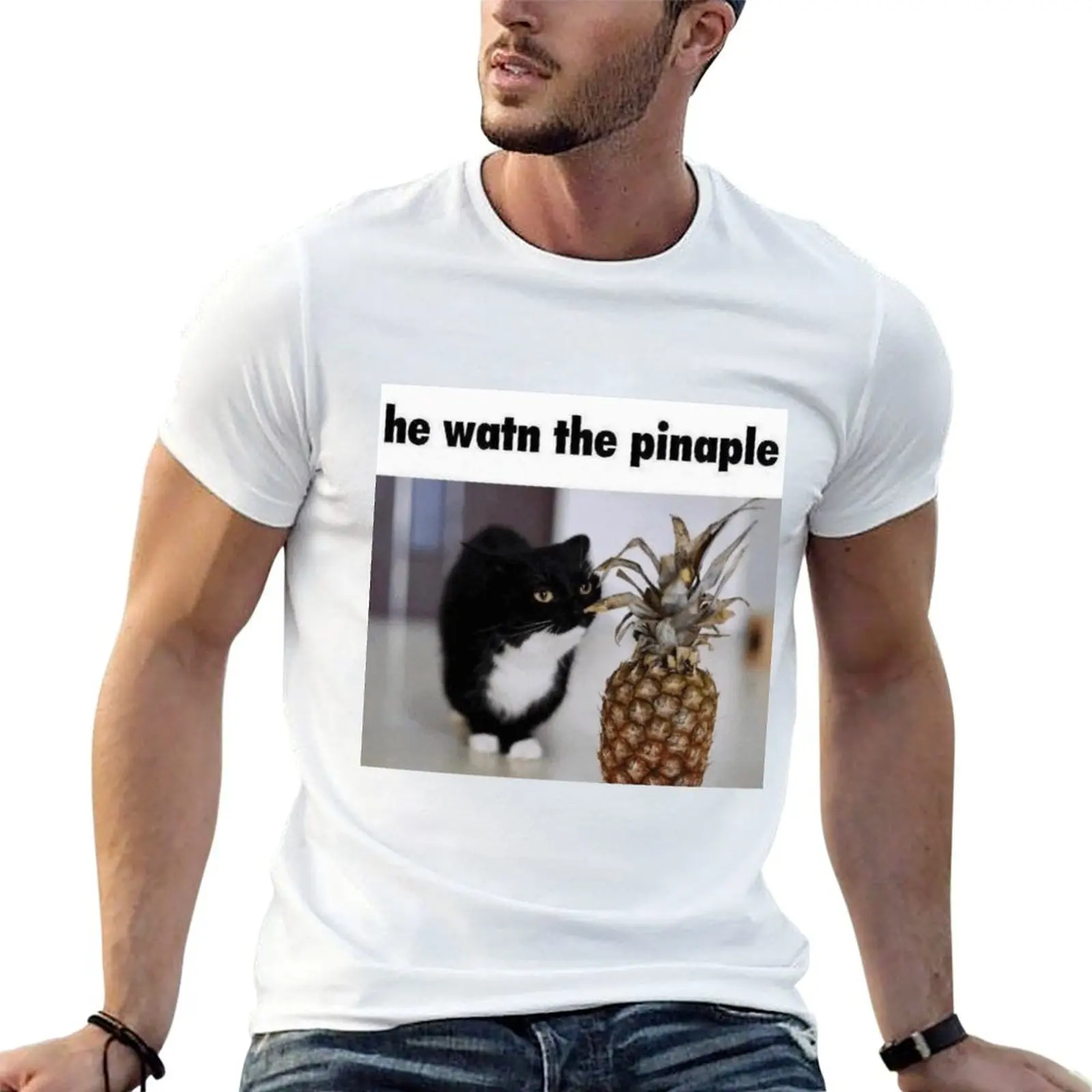 Фото Футболка He Want the Pineapple Unico Uni Meme в уличном стиле, больших размеров №1