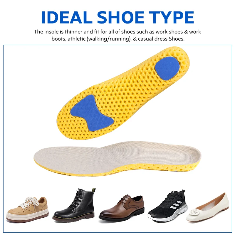 FootMaster Elastic Shock Absorbing Shoe Insoles Breathable Honeycomb Sneaker Inserts Sports Memory Foam Shoe Insole Unisex