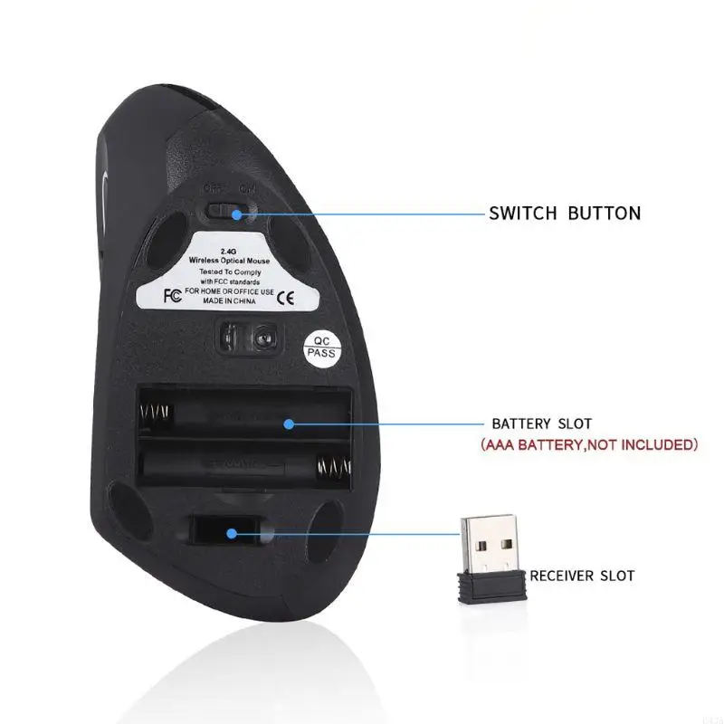 K43A игровые вертикальные эргономичные мыши левой USB Wireless 1600DPI Optical