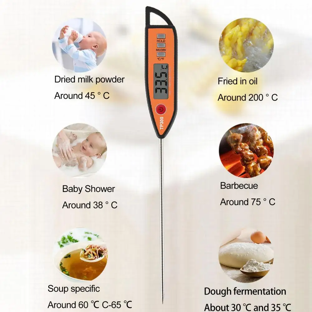 

Датчик температуры мяса точный водонепроницаемый пищевой термометр с ЖК-дисплеем для барбекю мяса молока выпечки Длинный зонд Цифровой кухонный