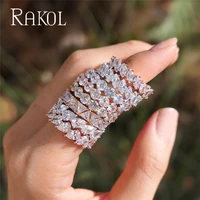 rakol 2022 luxury charm aaa baguette crystal cubic zirconia wedding ring for women girl simple fashion jewelry