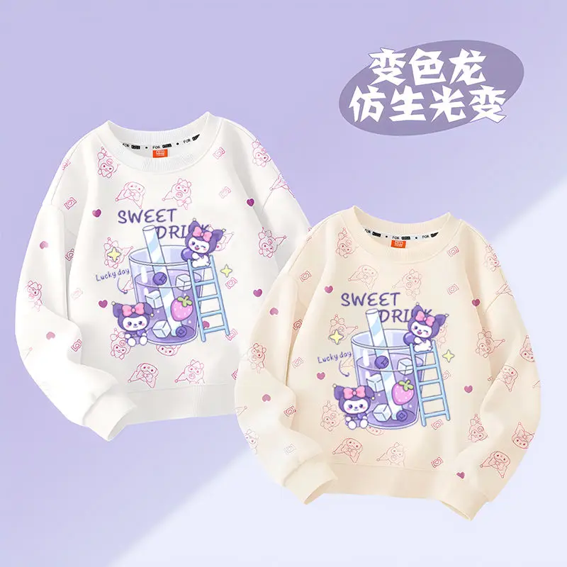 2024 Новая толстовка Sanrio Kawaii Kuromi с капюшоном Girl Heart Sweet Cute Cartoon My Melody Футболка