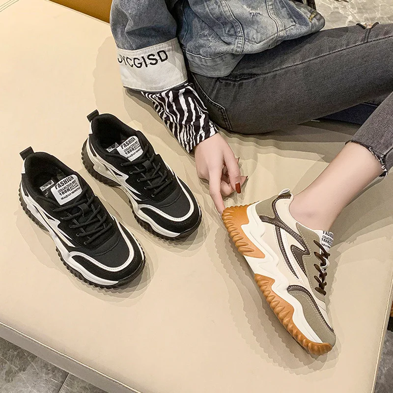 2022 New Women's Sneakers Autumn and Winter Thick-soled Heightening Daddy Shoes Comfortable Non-slip Outdoor Casual Sports Shoes